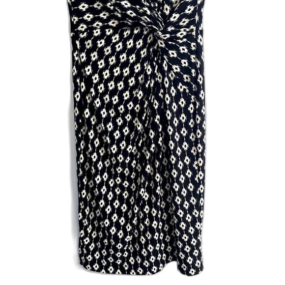Lauren Ralph Lauren Twist Front Sheath Dress Knee Length Black Printed Size 6 - Picture 3 of 5